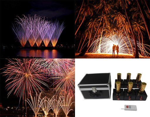 IP55 Máquina de fuentes de fuegos artificiales de doble rueda con encendido electrónico de alto voltaje