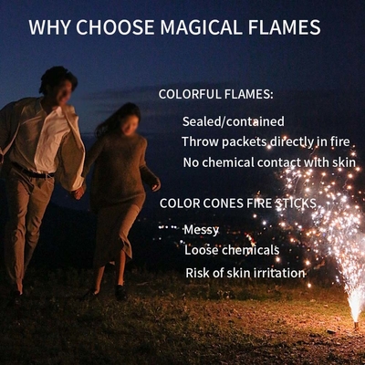 Los paquetes de cambio de color de fuego de MEKER crean un espectáculo colorido para sus hogueras