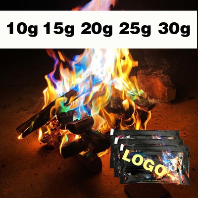 10g/25g Fuego de colores Llamas de polvo Fuego de campaña Fuego de campaña Pirotécnica Llamas Truco para campamentos al aire libre Picnic