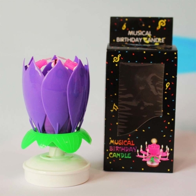 Fuegos artificiales en forma de flor multicolor Velas de pastel de cumpleaños girando Velas musicales de pastel de cumpleaños