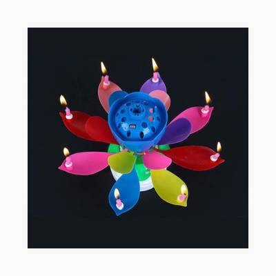 Multicolor girando musical velas de cumpleaños Flor para la celebración