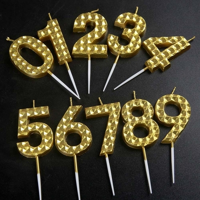 Creativo Oro Plata Diamante Superficie Velas digitales Decoración de pastel de cumpleaños