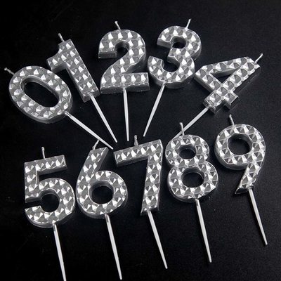 Creativo Oro Plata Diamante Superficie Velas digitales Decoración de pastel de cumpleaños