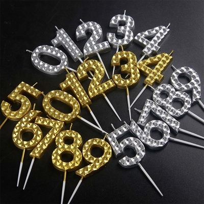 Creativo Oro Plata Diamante Superficie Velas digitales Decoración de pastel de cumpleaños