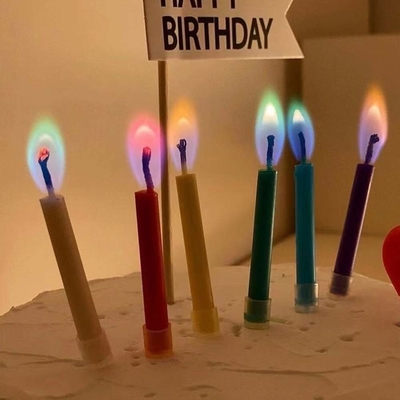 12 Cuenta llamas de colores velas de pastel de cumpleaños sin olor perfecto para feliz cumpleaños