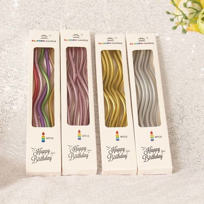 Velas de hilo dorado con curvas de plata Velas de pastel de cumpleaños Decoraciones para fiestas de cumpleaños
