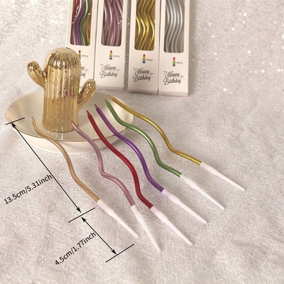 Velas de hilo dorado con curvas de plata Velas de pastel de cumpleaños Decoraciones para fiestas de cumpleaños
