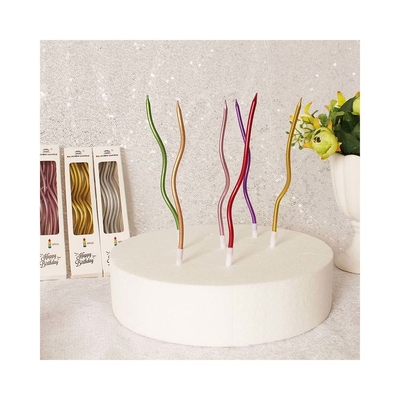 Velas de hilo dorado con curvas de plata Velas de pastel de cumpleaños Decoraciones para fiestas de cumpleaños