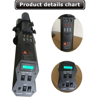 Arma electrónica de fuegos artificiales con tres cabezas de pulverización y diseño de cinta personalizado 50W-10kw de potencia