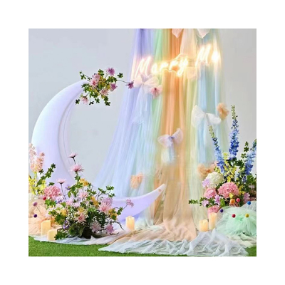 Tejido de túle de poliéster personalizado Tintura suave Color puro Para decoración de bodas al aire libre