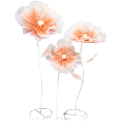 Simulación artificial de seda gigante moderna para interiores y exteriores Grandes flores de organza para decoraciones de fondo de bodas
