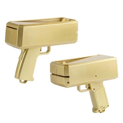 Decoración de fiesta cumpleaños Cañón en efectivo Spray de plástico real Dispersor Pistola Oro juguete Dólar dinero Arma para artículos de fiesta