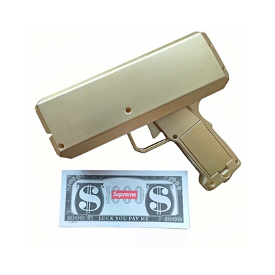 Decoración de fiesta cumpleaños Cañón en efectivo Spray de plástico real Dispersor Pistola Oro juguete Dólar dinero Arma para artículos de fiesta