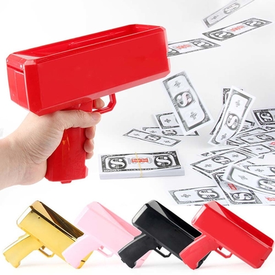 Decoración de fiesta cumpleaños Cañón en efectivo Spray de plástico real Dispersor Pistola Oro juguete Dólar dinero Arma para artículos de fiesta