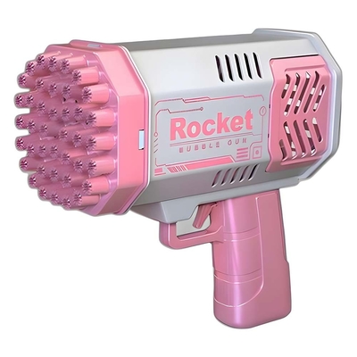Arma de burbujas cohete 69 agujeros máquina de burbujas de jabón arma de regalo de navidad forma soplador automático con juguetes ligeros para niños