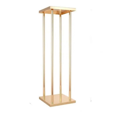 Flor de bodas de oro metálico Vaso para piezas centrales Columna de piezas centrales geométricas estilo alto