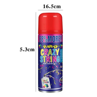 Rango de disparo 5-8m Económico colorido Streamer y Silly Crazy String Spray para decoraciones de festivales