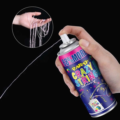 Rango de disparo 5-8m Económico colorido Streamer y Silly Crazy String Spray para decoraciones de festivales