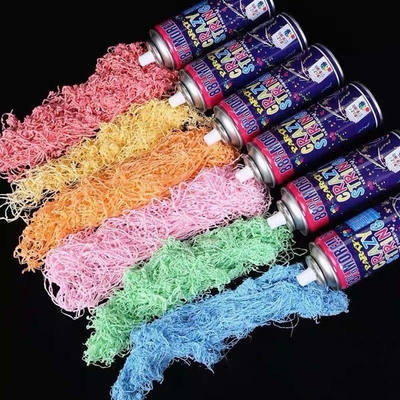 Rango de disparo 5-8m Económico colorido Streamer y Silly Crazy String Spray para decoraciones de festivales